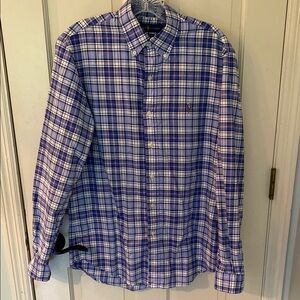Polo by Ralph Lauren Blue and White Casual Button Down Shirt